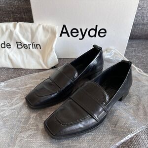 Aeyde Julie Black Nappa Loafers Size 8